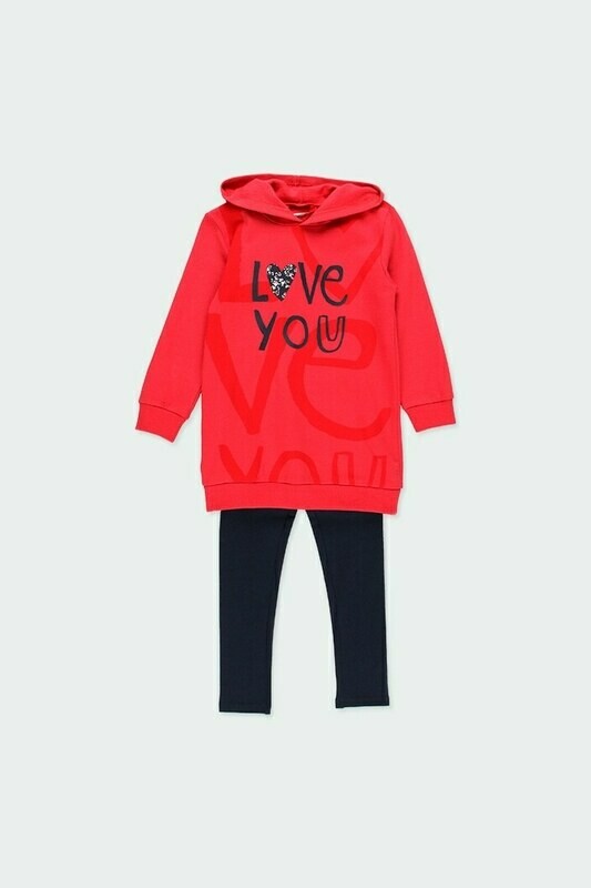 Boboli Girls Legging Set with hood long sweat top Boboli Girls Legging Set with hood long sweat top