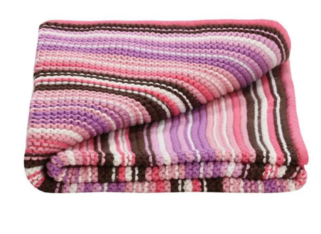 Lilly & Sid ORGANIC BABY Girls KNITTED BABY PINK BLANKET