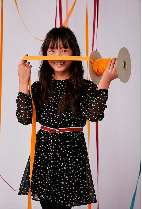 Boboli Girl Black polka Dots Chiffon dress Boboli Girl Black polka Dots Chiffon dress