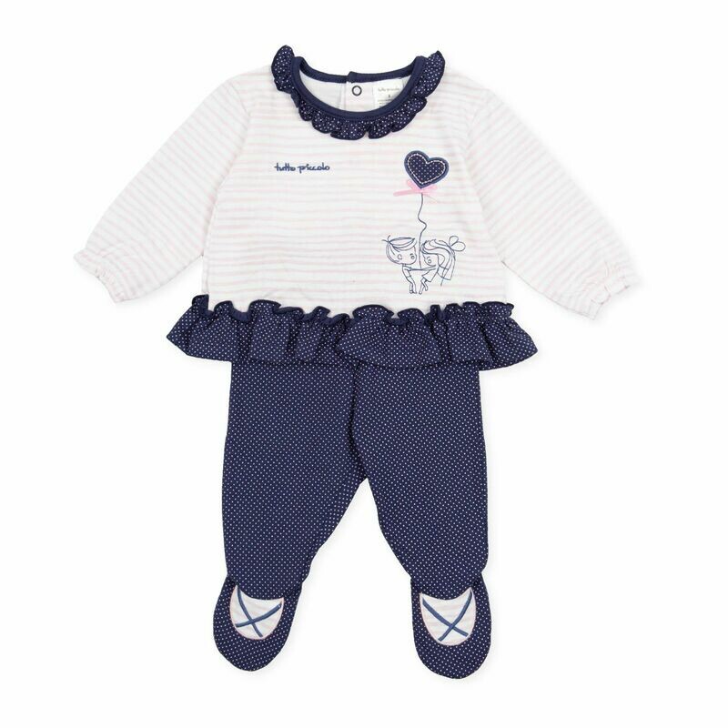Tutto Piccolo Baby Girl Navy & Pink Two Piece with frill Tutto Piccolo Baby Girl Navy & Pink Two Piece with frill