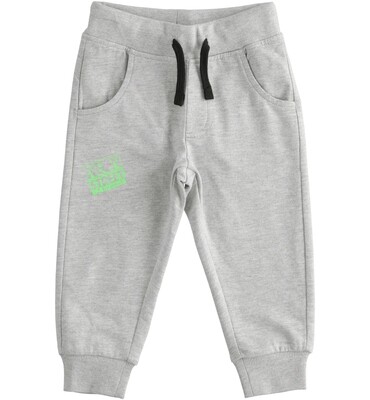 iDO Mini Boys Grey Cotton  fleece trousers with print