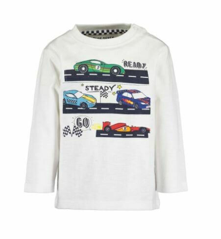 Blue Seven Baby Boys Racing  Cars White Long Sleeved  Tee