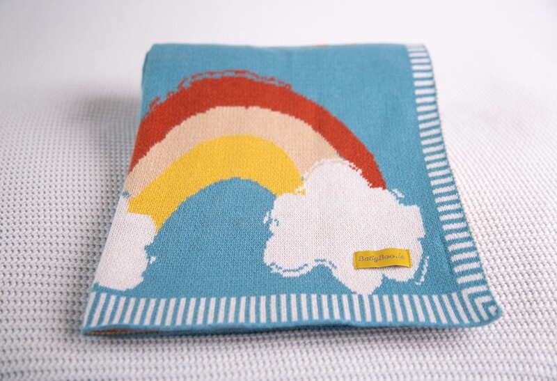 ORGANIC COTTON TEAL RAINBOWS BLANKIEBOO ORGANIC COTTON TEAL RAINBOWS BLANKIEBOO