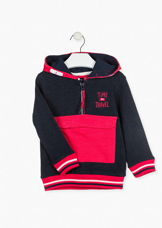 Losan Boy Red/Black hoodie with Half Zip Losan Boy Red/Black hoodie with Half Zip