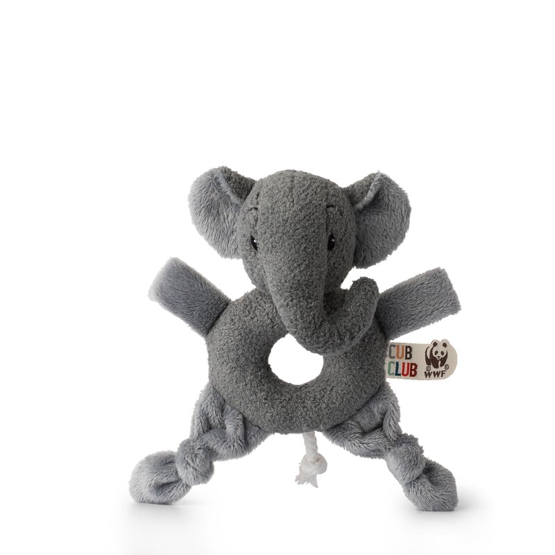 WWF Bon Ton Plush Cub Club Ebu the Elephant Grey Grabber with Rattle – 15 cm – 6″
