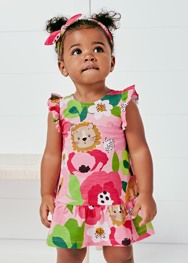 Mayoral Baby Girl ECOFRIENDS patterned dress with headband  2 piece Set