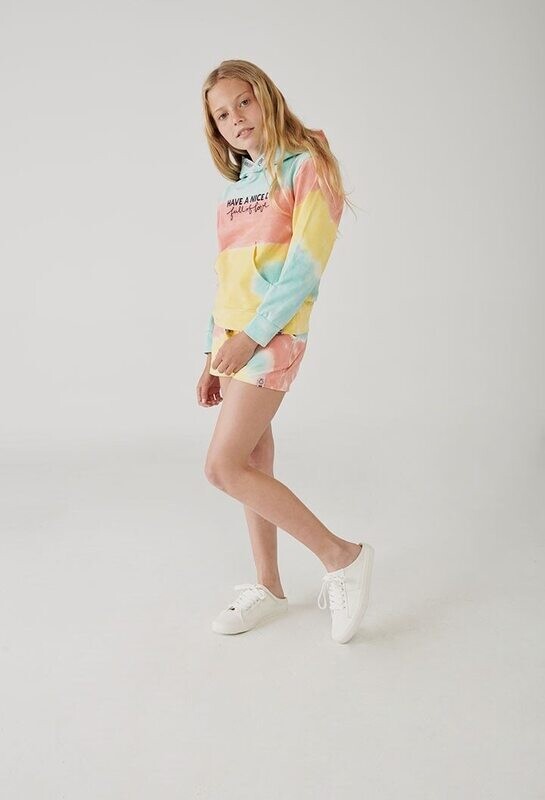 Boboli Girl's Tie Dye Pastel hooded sweatshirt with long sleeves and hood Boboli Girl's Tie Dye Pastel hooded sweatshirt with long sleeves and hood