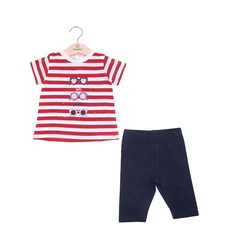 Babybol Girls Red stripe leggings Set Babybol Girls Red stripe leggings Set
