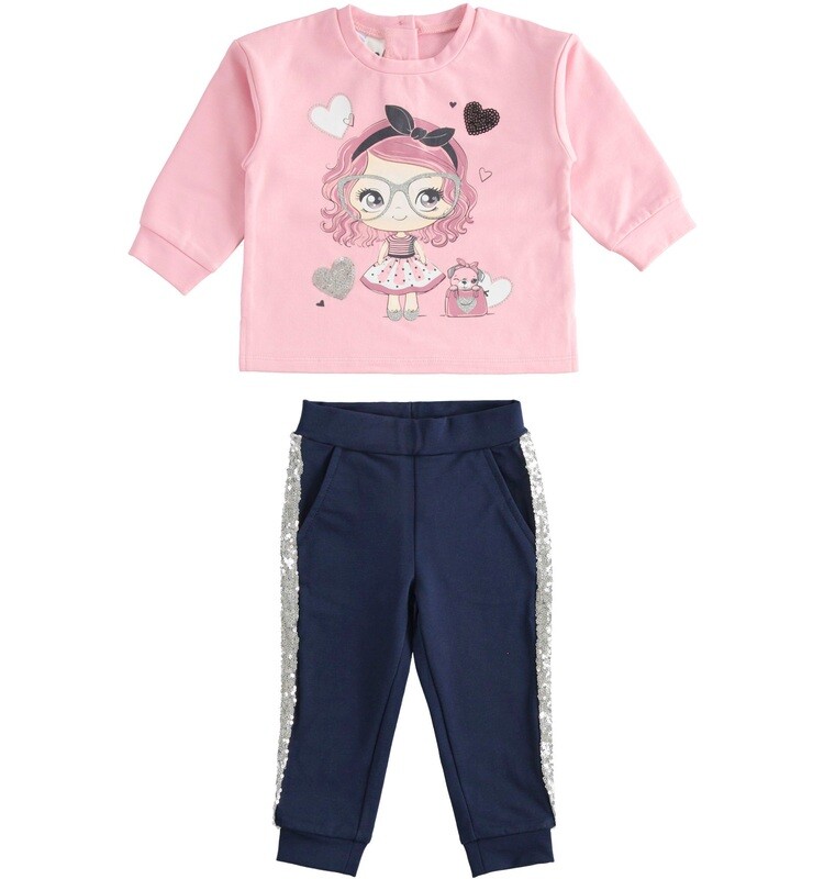 iDO ​Girls Pink two-piece girl's sports suit with Sequins iDO ​Girls Pink two-piece girl's sports suit with Sequins