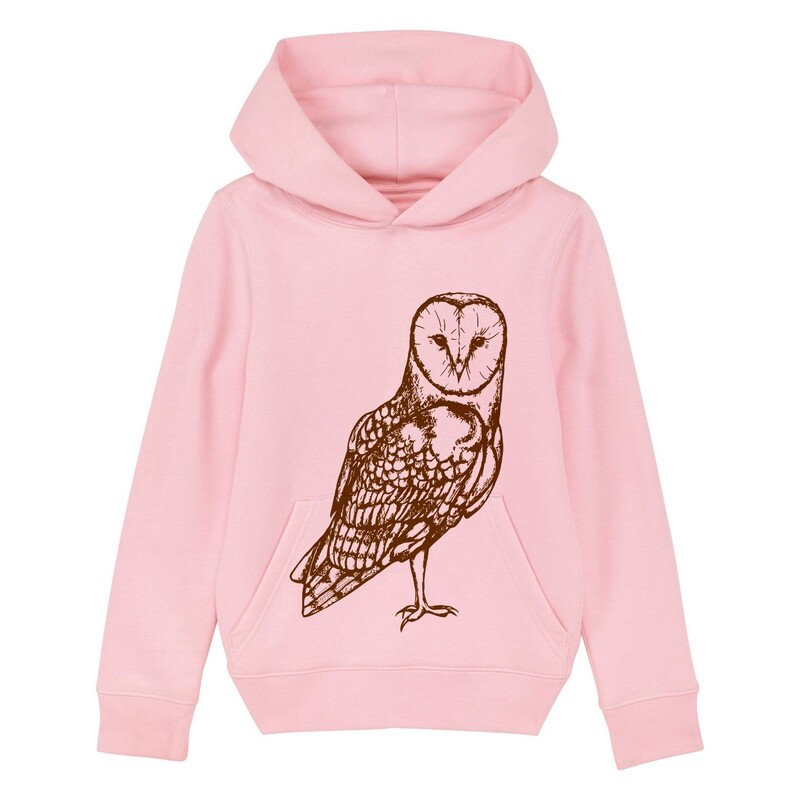 Fauna KIDS' Pink HOODIE SWEATSHIRT WITH HANDPRINTED OWL Fauna KIDS' Pink HOODIE SWEATSHIRT WITH HANDPRINTED OWL