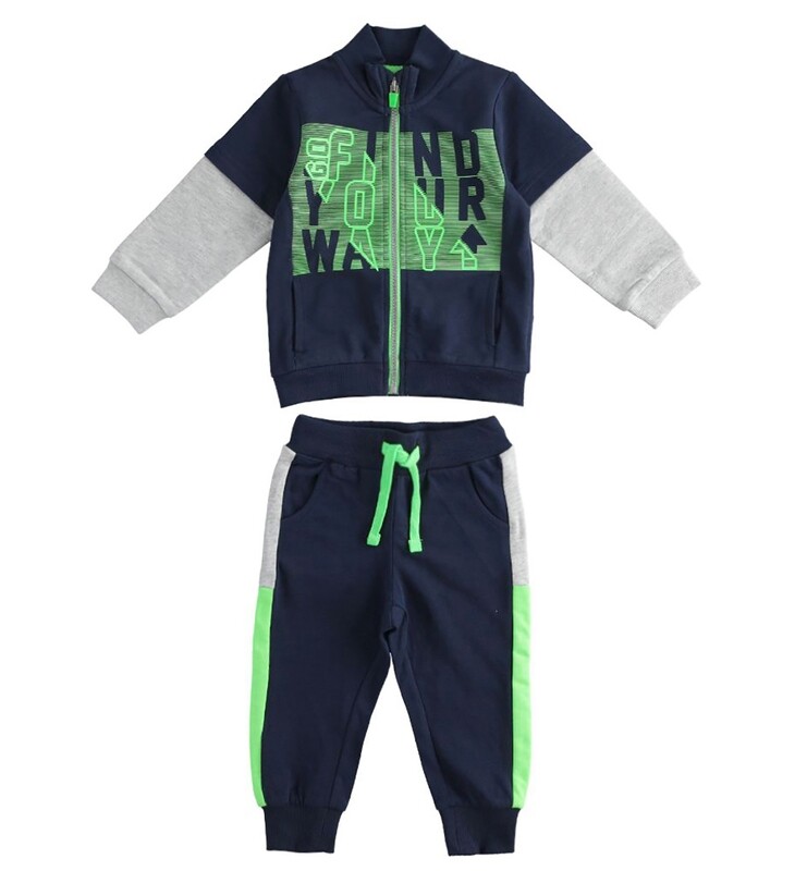 ​IDO jogging two-piece Boy Green and Navy  tracksuit  100% cotton