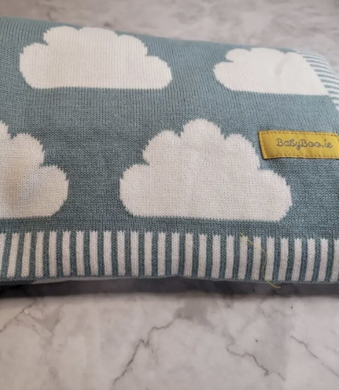 BabyBoo *New *ORGANIC COTTON Teal Clouds  Blanket