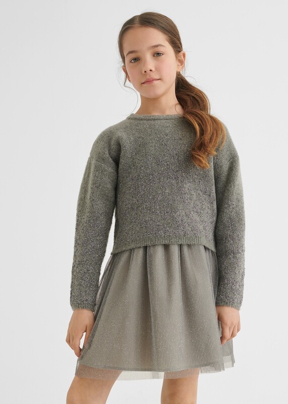 Mayoral Girl Knitted Dress Grey
