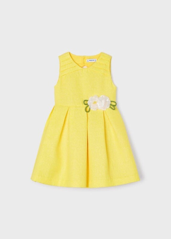 Mayoral Girls Floral applique Yellow dress