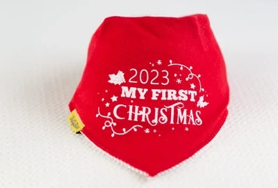 Babyboo 2023 RED FIRST CHRISTMAS ORGANIC COTTON BANDANA BIB