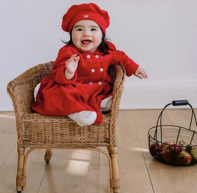 Emile Et Rose Rosanna Red Velour Coat & Hat Set Emile Et Rose Rosanna Red Velour Coat & Hat Set