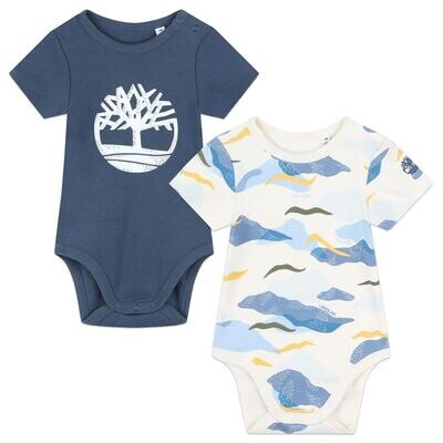 Timberland 2 Pack 100% Cotton Rompers with Gift Box