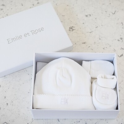 Emile et Rose Hat, Bootee and Mitt gift set