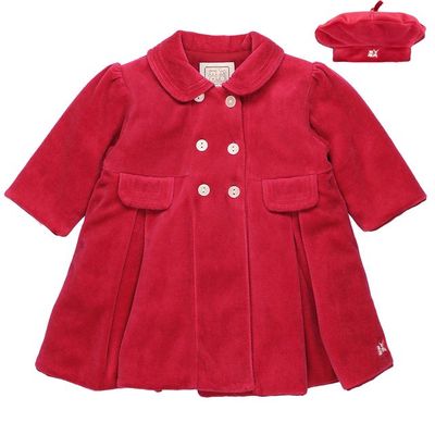 Emile et Rose Velour padded Coat, with pleats & Beret Emile et Rose Velour padded Coat, with pleats & Beret