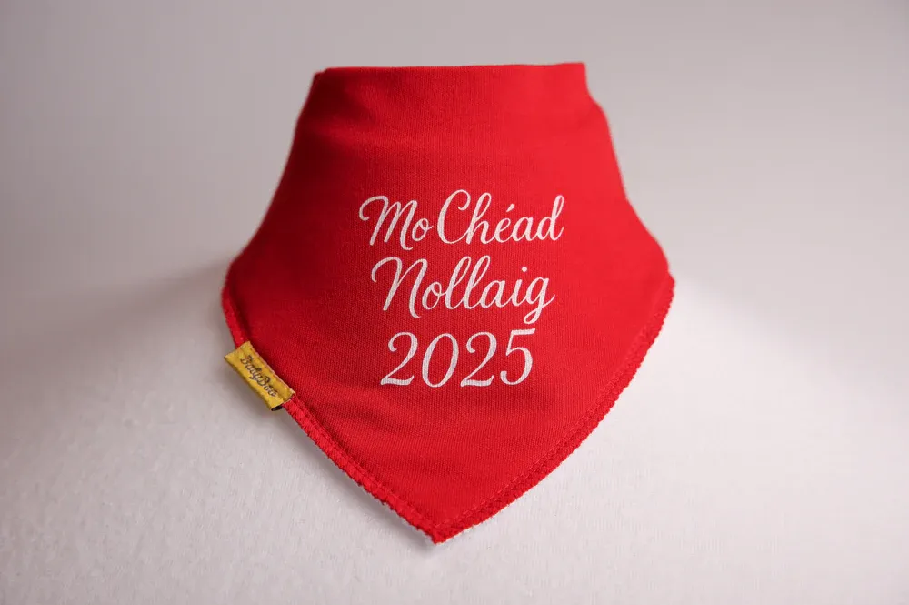 Babyboo Red Chéad Nollaig 2025 organic cotton DribbleBoo bandana bib