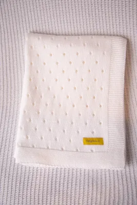 ORGANIC COTTON white CELLULAR BLANKIEBOO