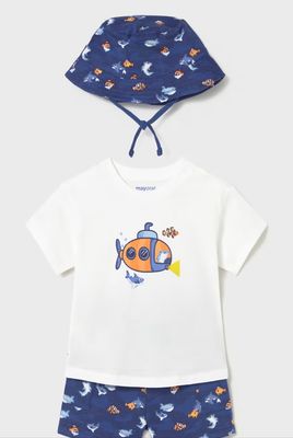 Mayoral 3 Piece Boys Shorts Set With Hat