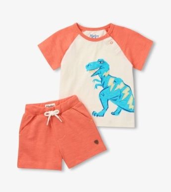 Hatley Stegosaurus Glow in the dark shorts set