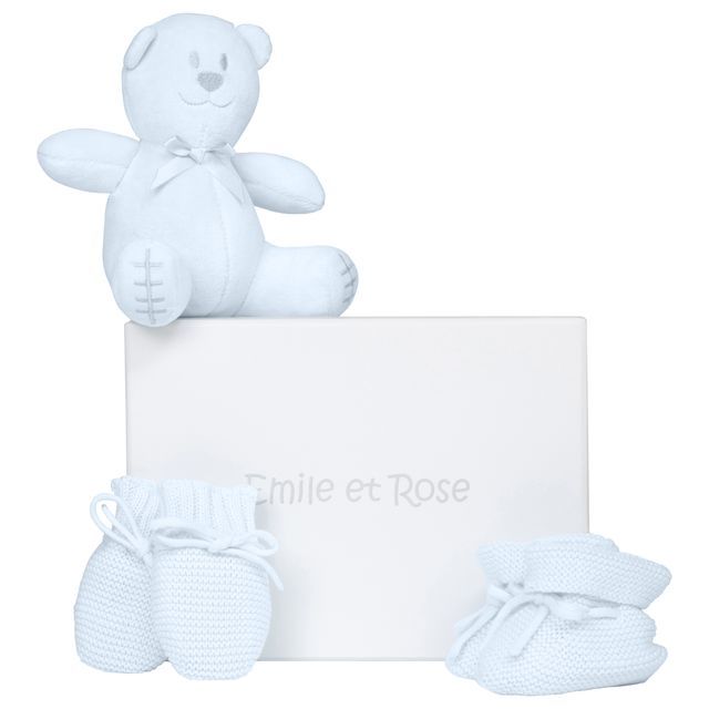 Emile et Rose Blue Boys Baby Knitted Mitt & Bootie Gift Set Emile et Rose Blue Boys Baby Knitted Mitt & Bootie Gift Set