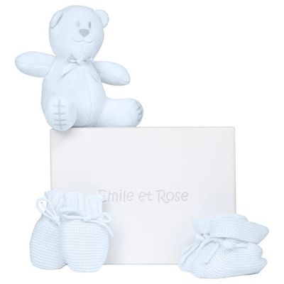 Emile et Rose Blue Boys Baby Knitted Mitt & Bootie Gift Set Emile et Rose Blue Boys Baby Knitted Mitt & Bootie Gift Set