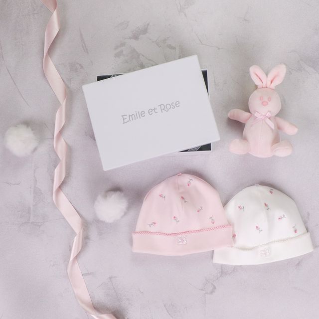 Emile et Rose Girls Pink & White Hat Gift Set With Toy Emile et Rose Girls Pink & White Hat Gift Set With Toy