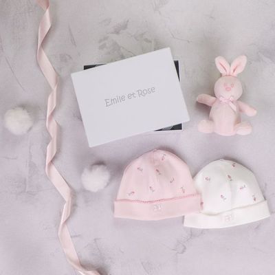 Emile et Rose Girls Pink & White Hat Gift Set With Toy