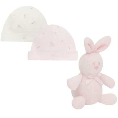 Emile et Rose Girls Pink & White Hat Gift Set With Toy
