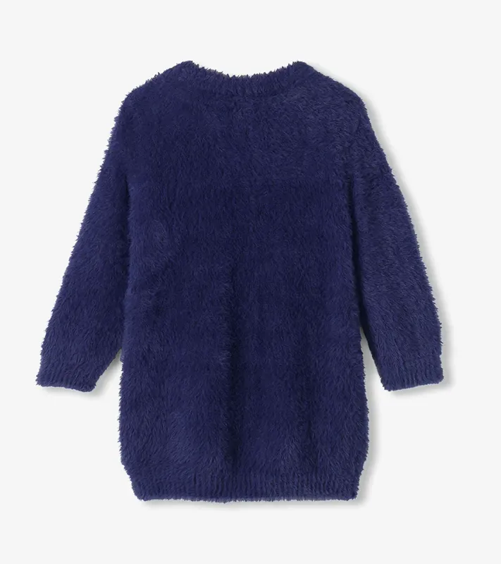 Hatley Girls Patriot Blue Fuzzy Sweater Dress