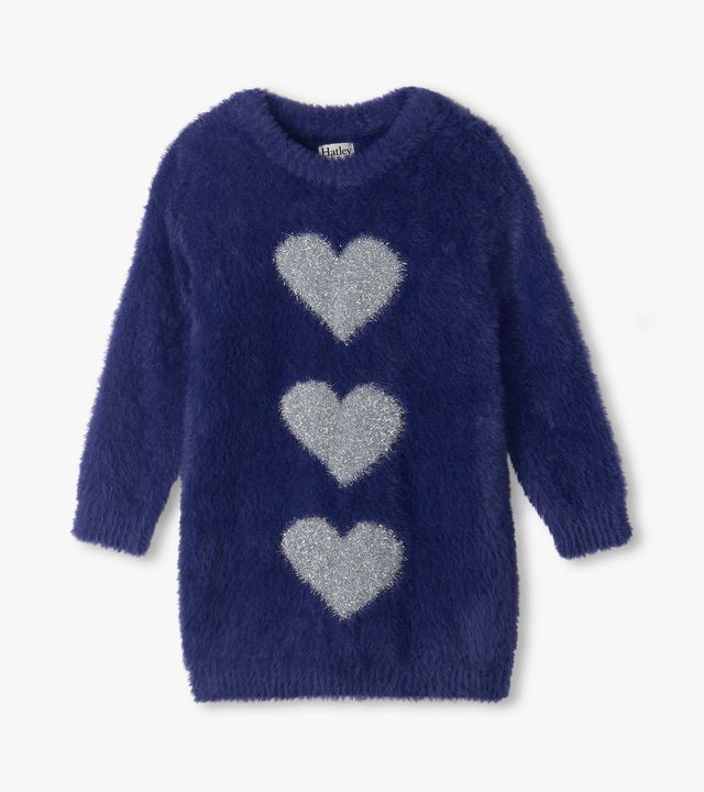 Hatley Girls Patriot Blue Fuzzy Sweater Dress