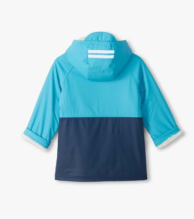 Hatley , Boys Blue Colourblock Sherpa Lined Rain Jacket