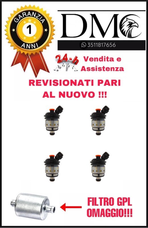 ​KIT 4 INIETTORI LANDI RENZO TAPPO ARANCIONE CONNESSIONE BOSCH REVISIONATI 237127000