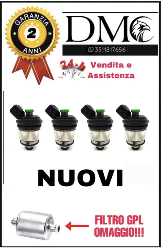 ​4 INIETTORI GPL PER IMPIANTO LANDI RENZO TAPPO VERDE 237109000 BOSCH