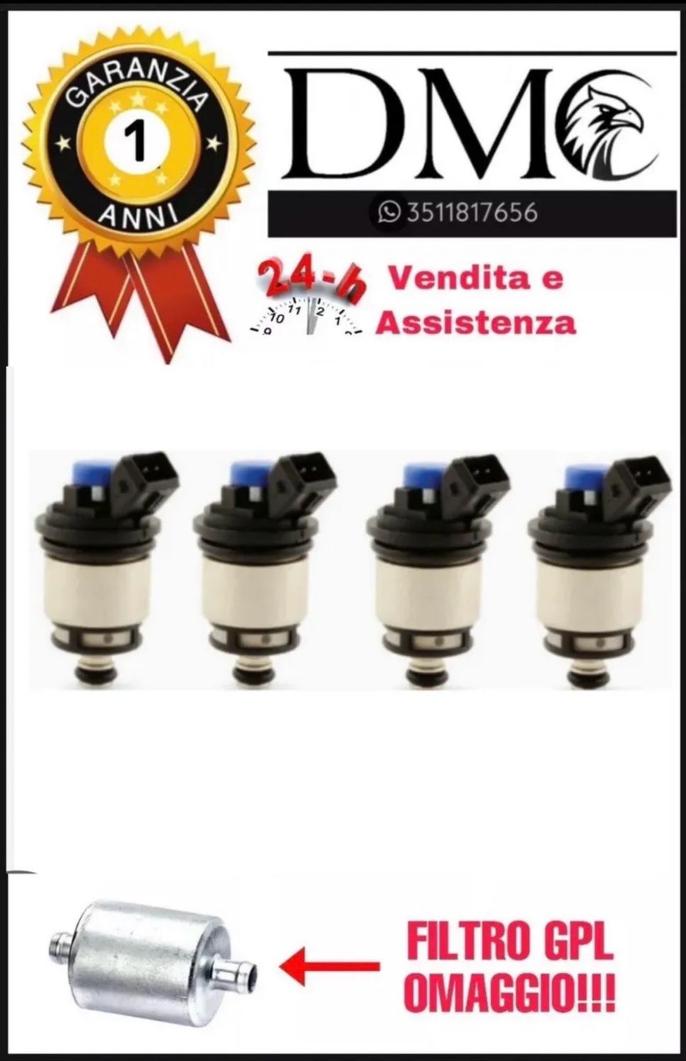 ​4 INIETTORI GPL PER IMPIANTO LANDI RENZO TAPPO BLU