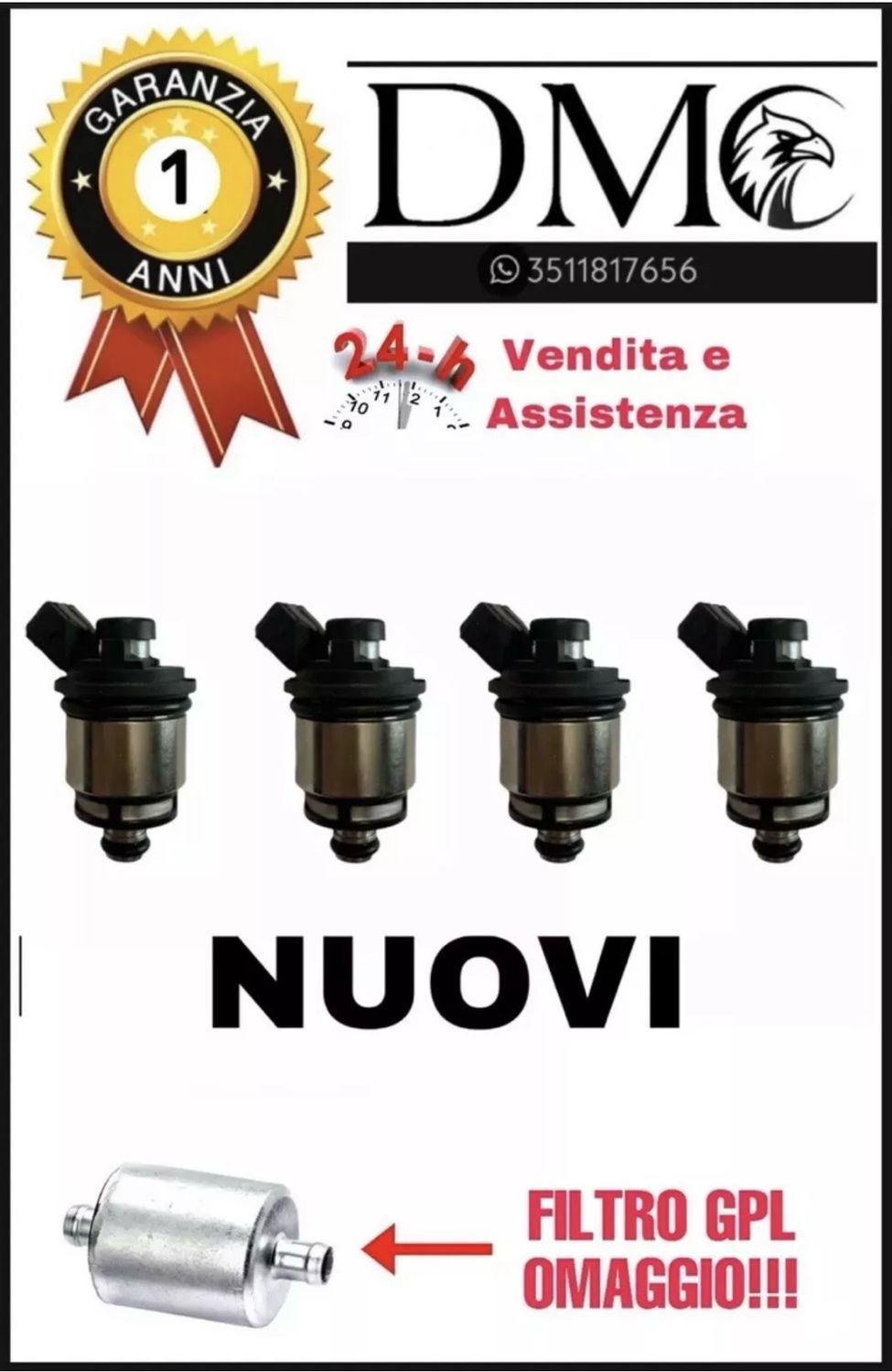 ​4 INIETTORI GPL PER IMPIANTO LANDI RENZO TAPPO NERO CONNESSIONE BOSCH