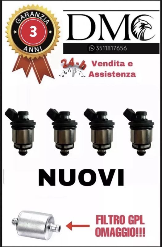 ​4 INIETTORI GPL PER IMPIANTO LANDI RENZO TAPPO NERO CONNESSIONE BOSCH