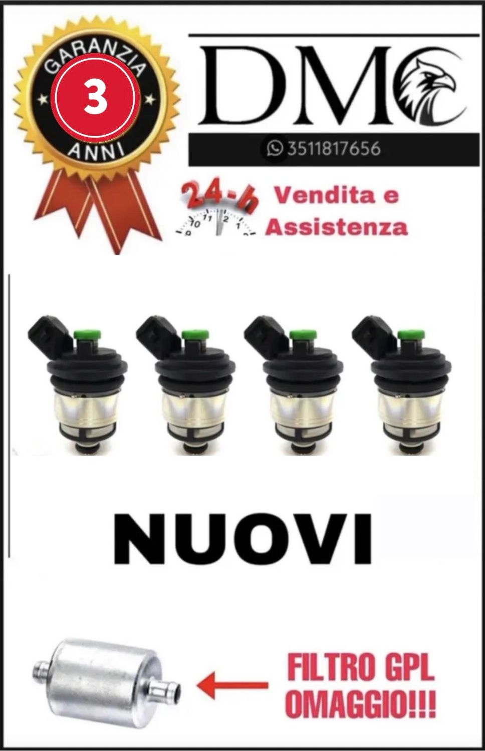 ​4 INIETTORI GPL PER IMPIANTO LANDI RENZO TAPPO VERDE 237109000 BOSCH