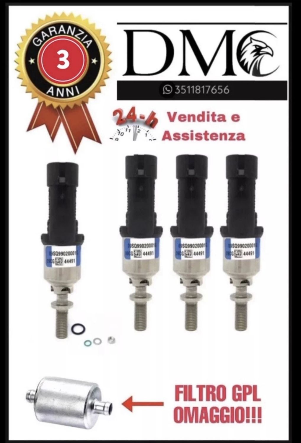 ​4 INIETTORI PER IMPIANTO BRC ETICHETTA BLU