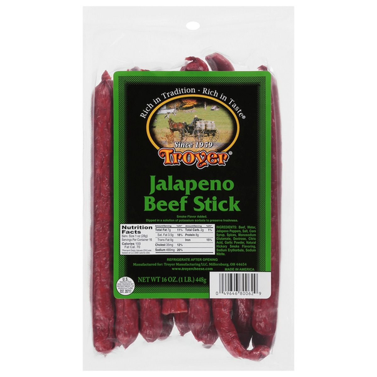 Troyer Jalapeno Beef Sticks - 1 lb