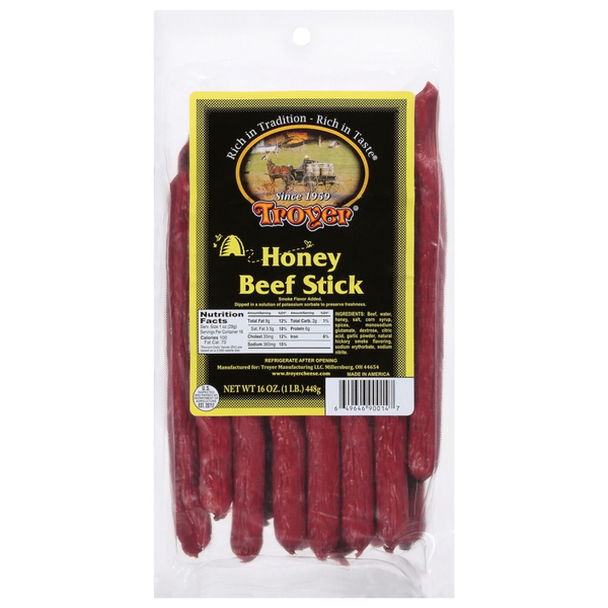 Troyer Honey Beef Sticks - 1 lb