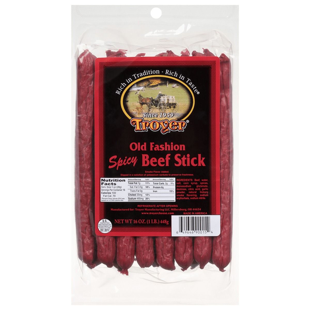 Troyer Spicy Beef Sticks - 1 lb