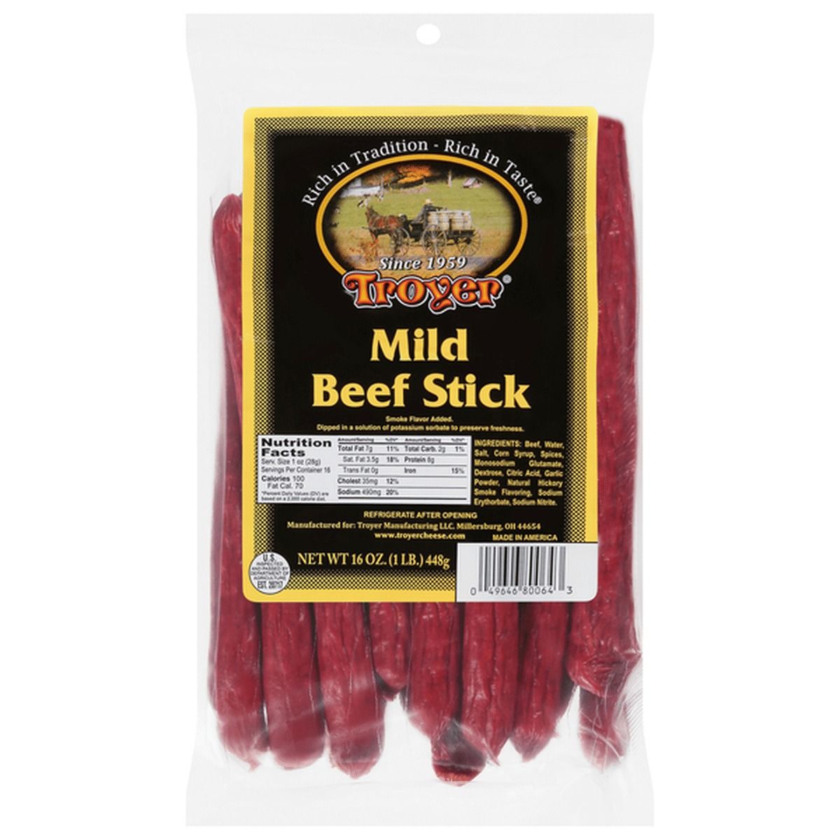 Troyer Mild Beef Sticks - 1 lb