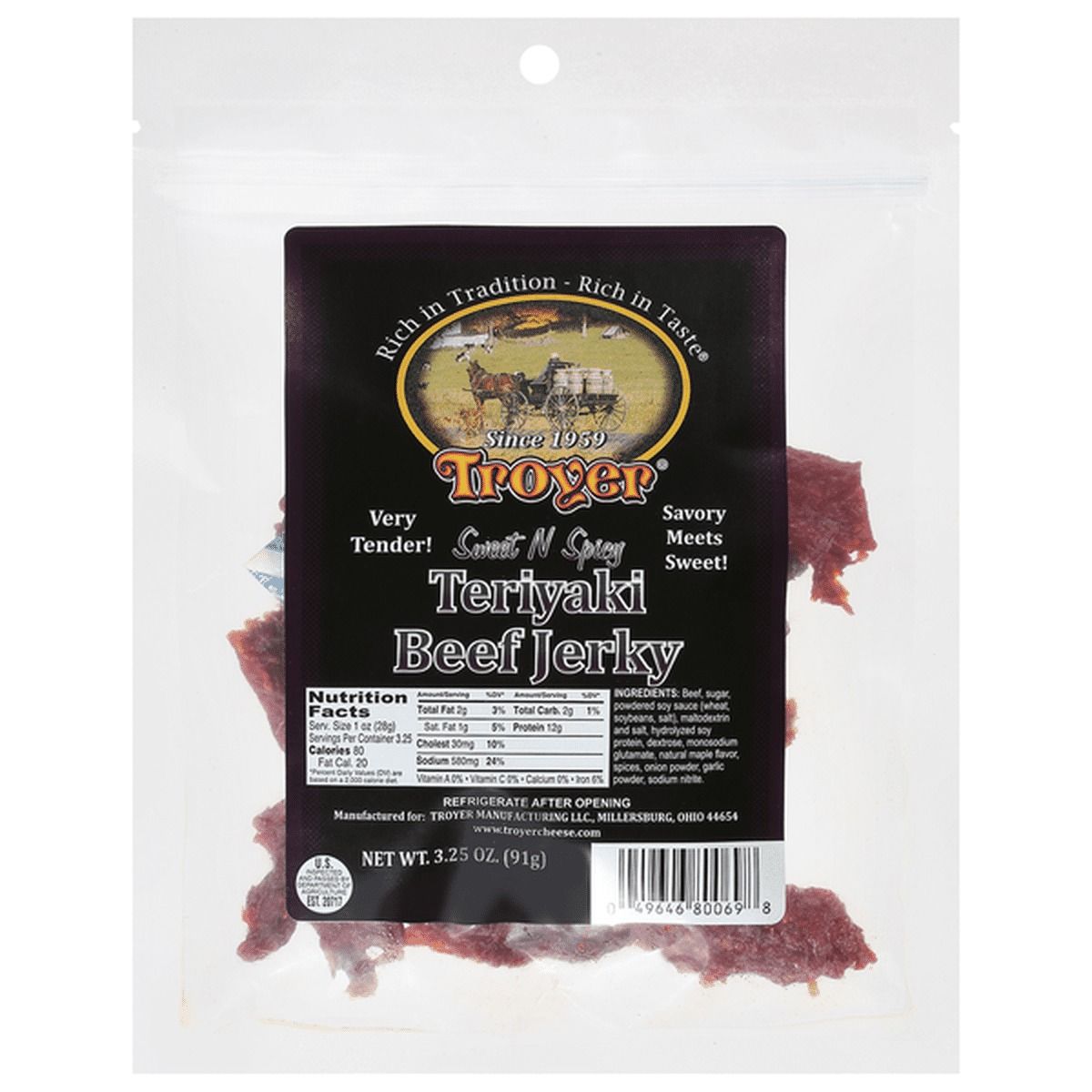 Troyer Sweet &amp; Spicy Teriyaki Beef Jerky - 2.85 oz