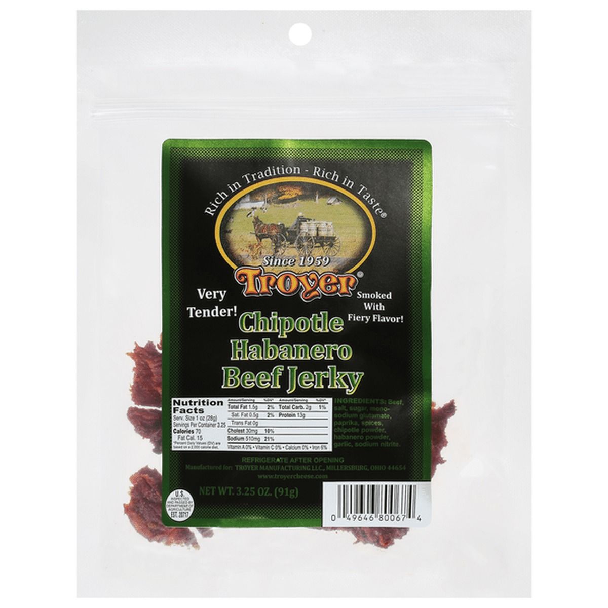 Troyer Chipotle Habanero Beef Jerky - 2.85 oz