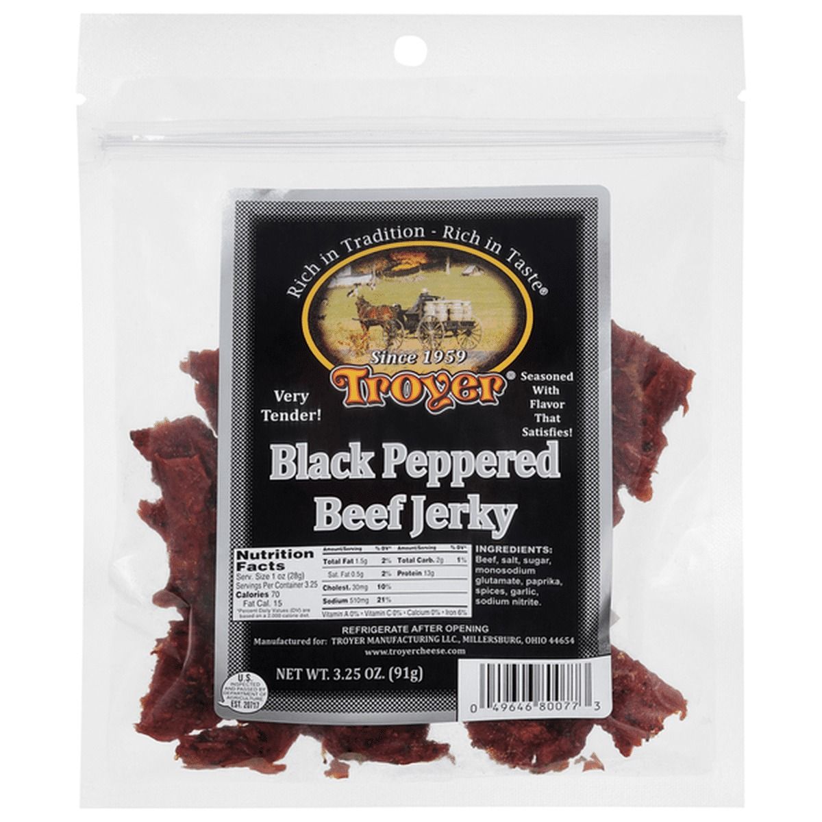 Troyer Black Peppered Beef Jerky - 2.85 oz