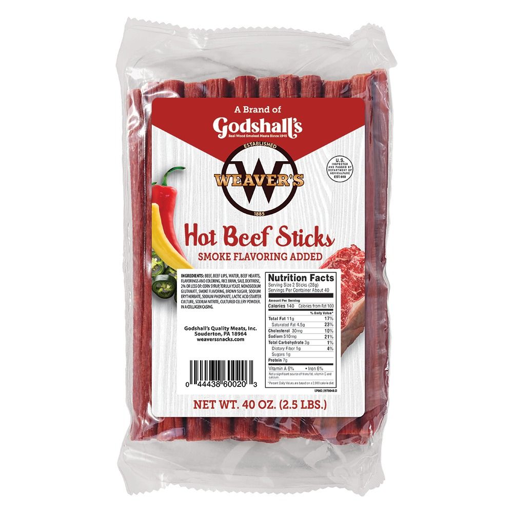 Godshall's Hot Beef Snack Sticks - 2.5 lb